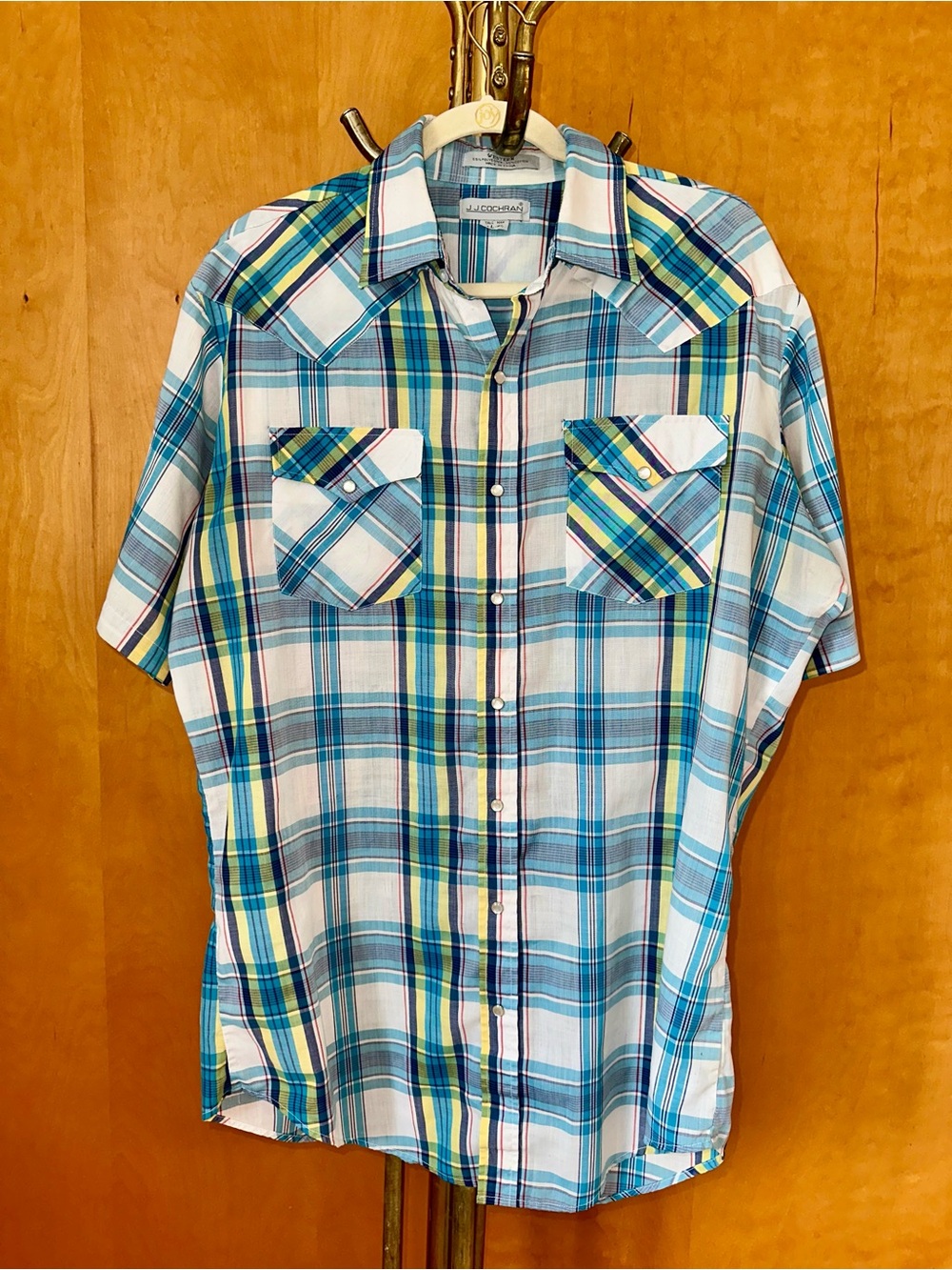 J.J Cochran Pearl Snap Short Sleeve Plaid Shirt